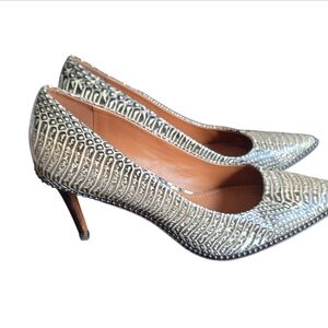 Coach Beadchain Pump Snake Skin Brown Cream  Shoes Size 8